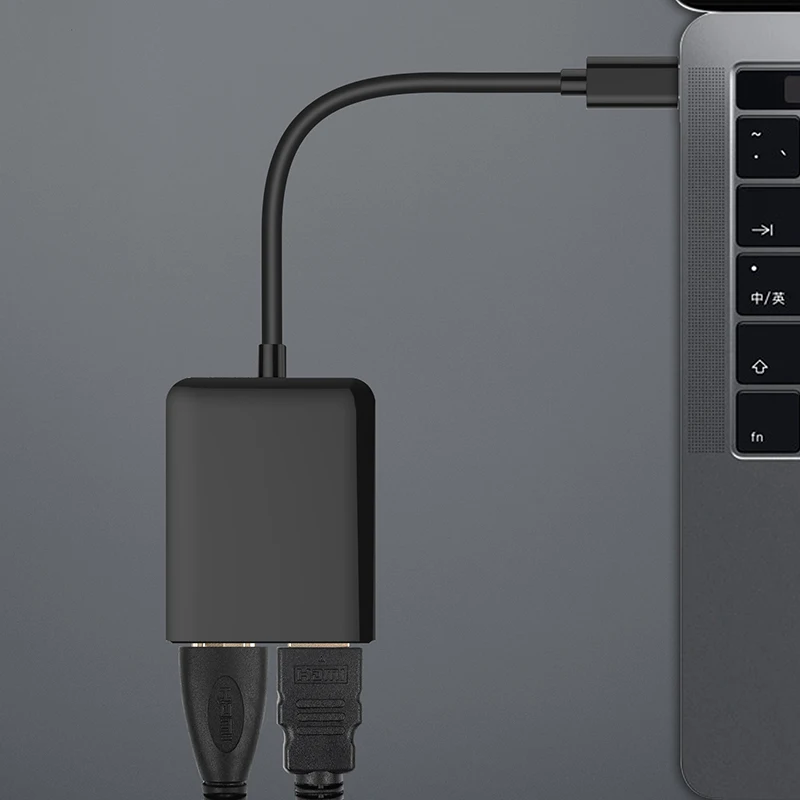 DZLST USB C к HDMI Двойной адаптер Тип 3 1 штекер двойному Женский конвертер 4 30 Гц UHD видео