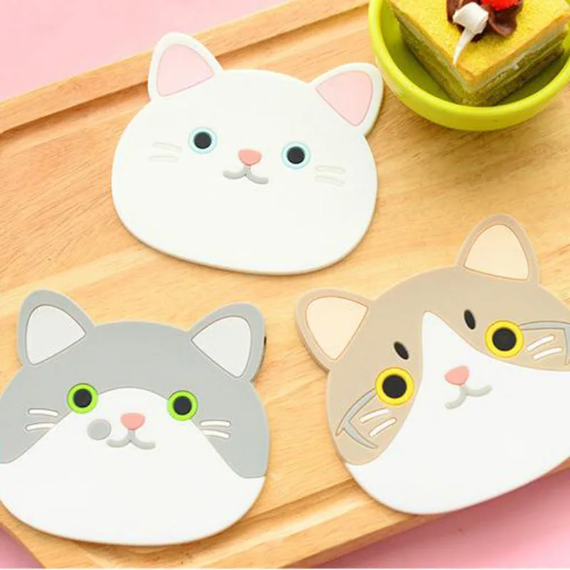 

ONEUP Cute Cat Silicone Coasters Waterproof Placemats Anti-slip Table Mat Dinner Decoration BPA Free Placemat For Table Placemat