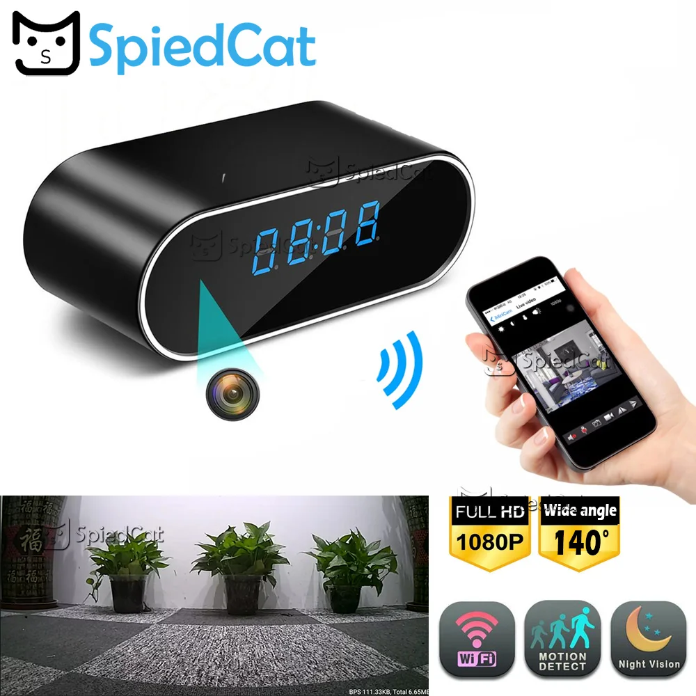 

1080P WIFI Mini Camera Time Alarm Wireless Nanny Clock P2P IP/AP Security Night Vision Motion Sensor Remote Monitor Micro Home