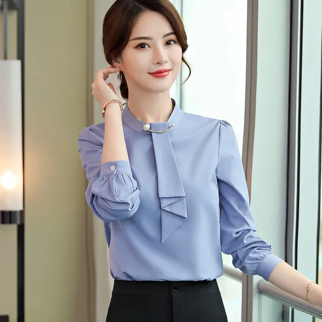 2019 New Spring Fashion women clothing long sleeve Red blouses formal ...
