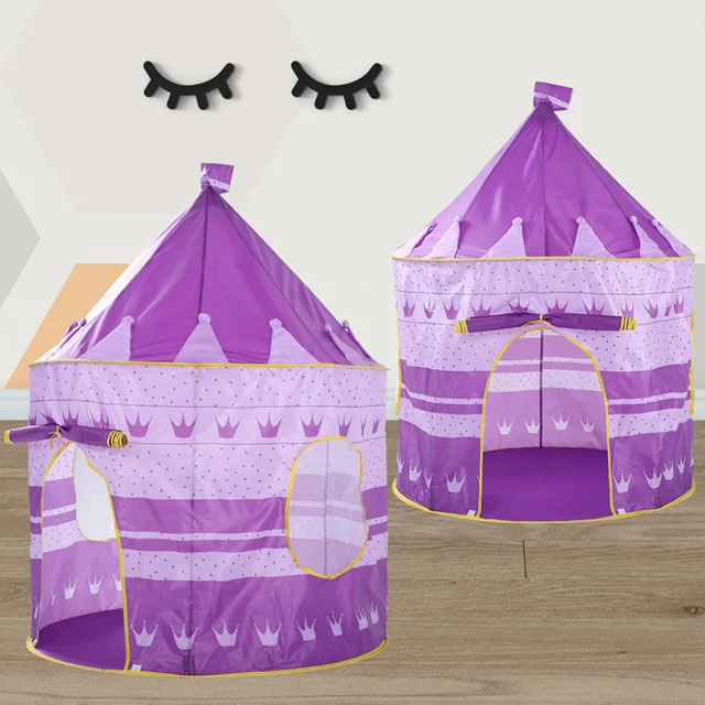 Детские игрушки, палатки, Детская игровая палатка для мальчиков и девочек, Замок принцессы, Крытый открытый детский домик, игровой мяч, бассейн, игровой домик - Цвет: Purple crown