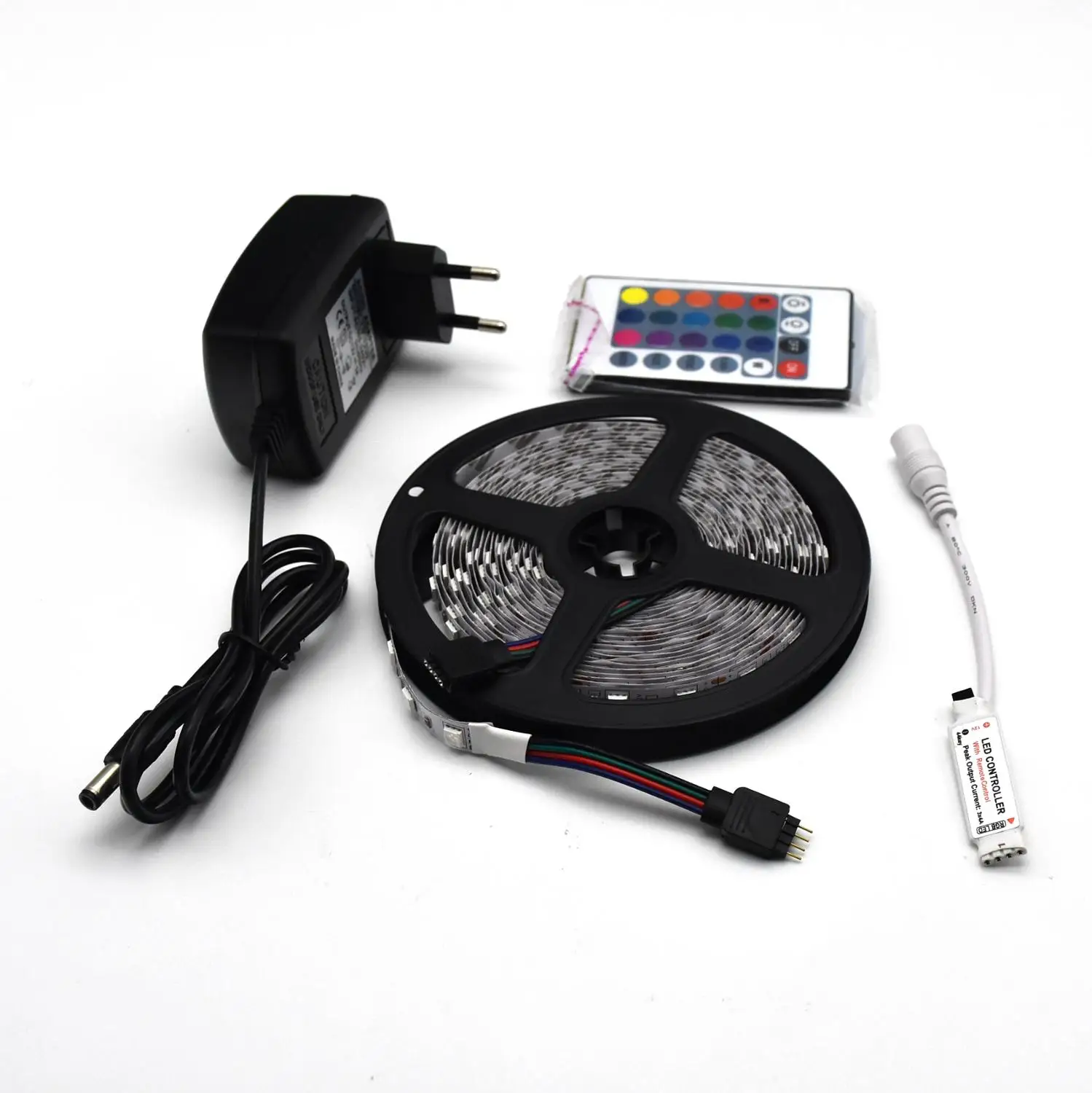 

DC12V 5050 RGB Waterproof 5M 60LED/M RGB Led Strip Tape Lamp Diode Flexible TV Backlight with 24keys Controller Adapter Set
