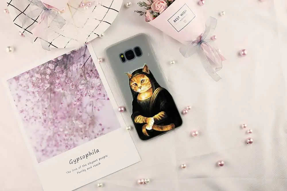 Забавный чехол с рисунком Леонардо да Винчи Моны Лизы для Samsung Galaxy S8 S9 S10 S20 S30 Plus Lite