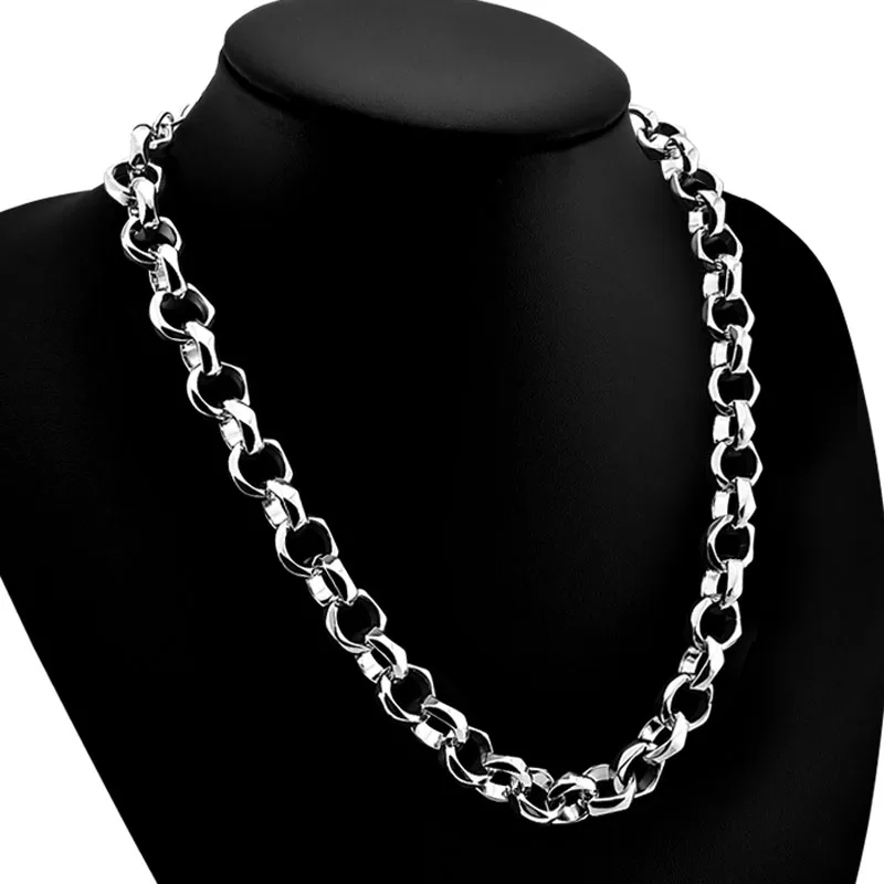 Men's Silver Necklace 925 Sterling Silver Necklace Punk Style Fashion