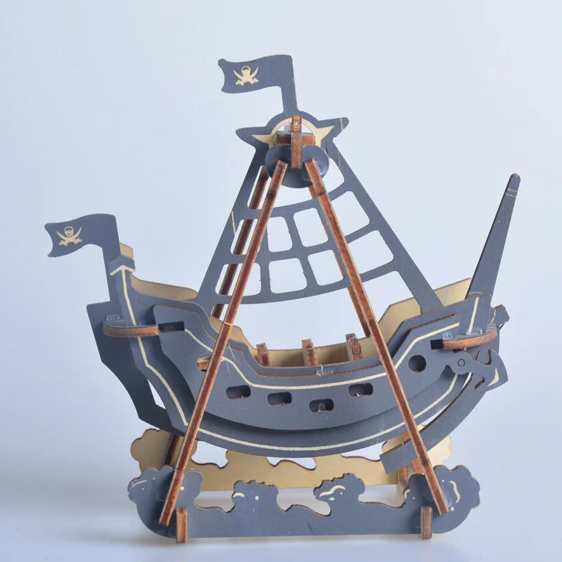 

Mini Pirate Ship Toy Model 3D Wooden Puzzle Models Educational Toys To Child Marine Wood Craft Sailingboat Nautical Decor Crafts