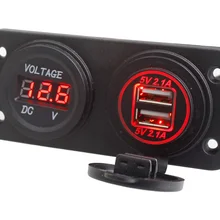 Мотоцикл морской 4.2A+ красный диафрагма Dual USB+ 12 V светодиодный цифровая панель вольтметра