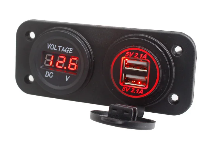 Мотоцикл морской 4.2A + красная диафрагма двойной USB 12V светодиодный цифровой