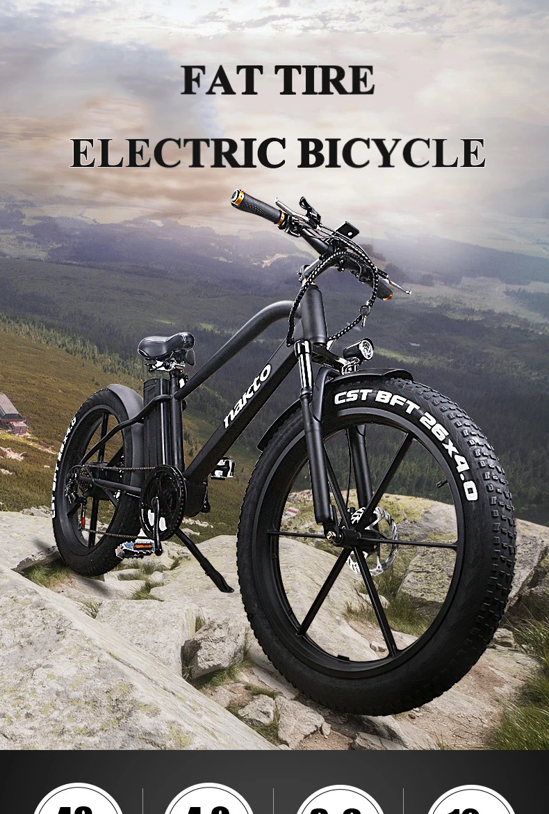 Top 26inch Fat e-bike 48V500W snow electric bicycle lithium battery mountian bike 4.0 tires beach MTB 3.5 LCD meter Off-road 0