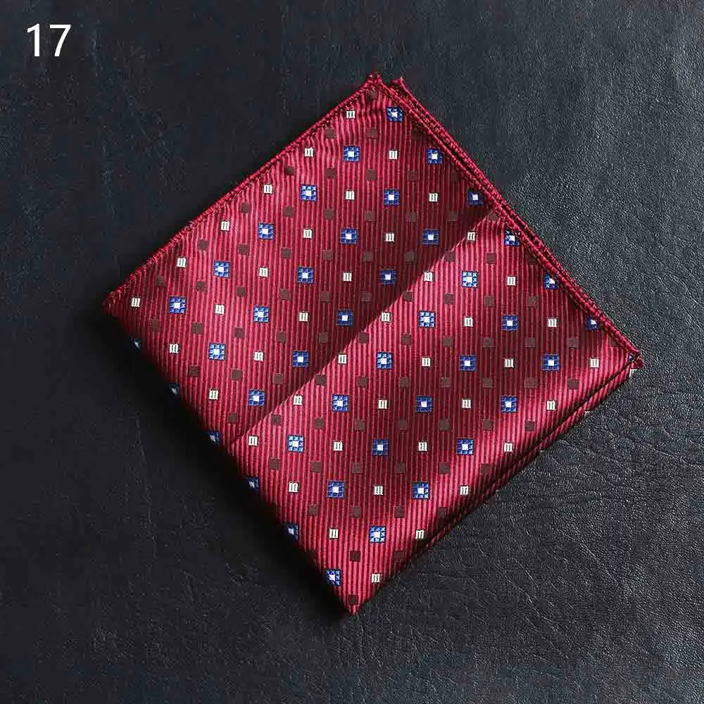 17 Ties 23*23 см винтажная атласная Вышивка Пейсли для мужчин бизнес платок Карманный квадратный цветочный полотенце для сундуков носовые платки для костюма аксессуары - Цвет: 17 Ties
