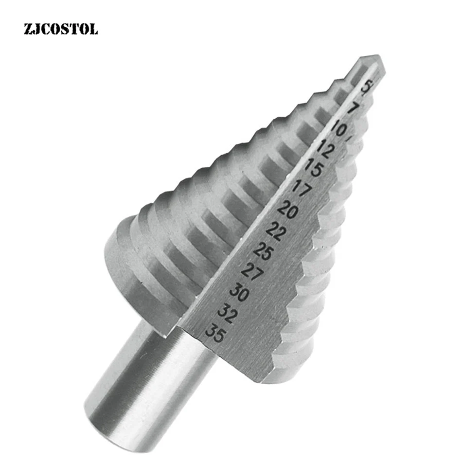 

ZJCOSTOL5-35mm Step Drill Bit For Wood HSS 4241 Woodworking Drill Bit Tools Round Handle Straight Groove Broca Madera Cone Drill