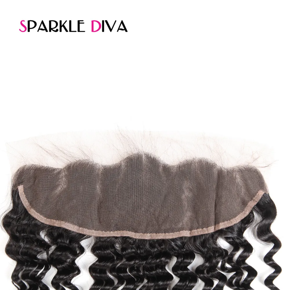Brazilian Hair Lace Frontal Closure Deep Wave 13x4 Ear To Ear Human hair With Baby Hair Free Part 8-20 inch Non Remy Sparklediva