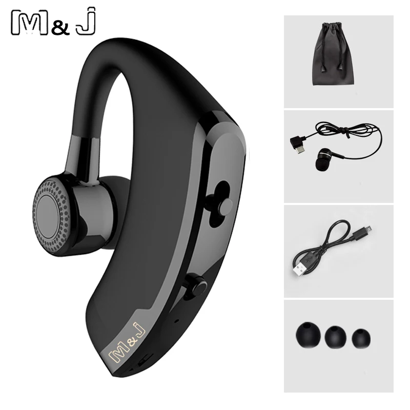 M J V9 Handsfree Business Wireless Bluetooth Headset With Mic Voice Control Headphone For Drive Connect