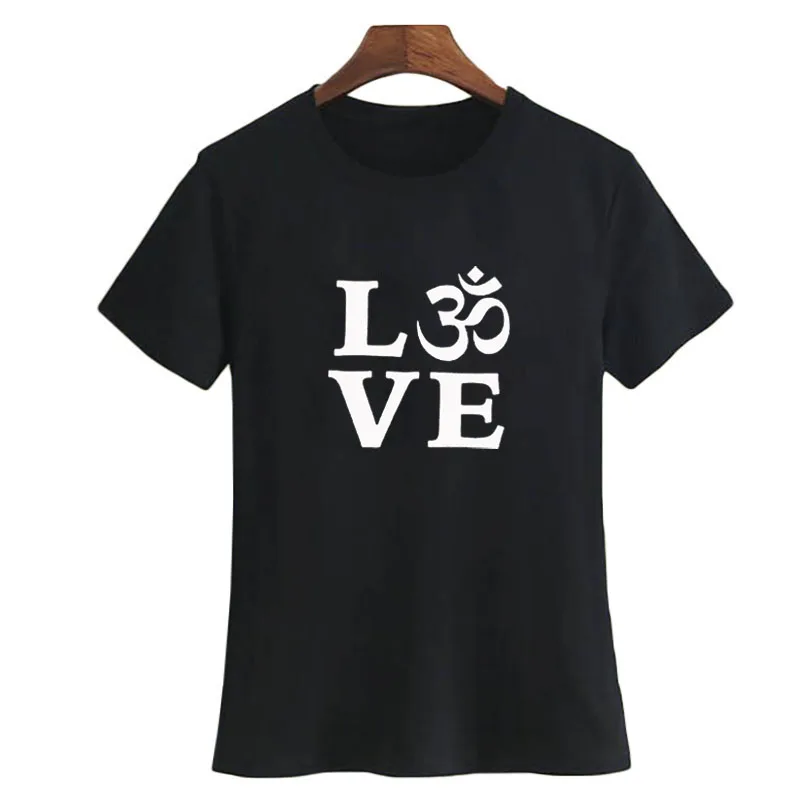 

2019 New Love OM T Shirt Women Streetwear Summer Vintage T Shirt Cotton Black White Women Tshirt Femme Camiseta Feminina