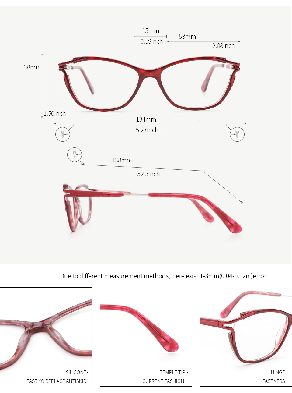 Ацетатные женские оправы Оптическая в форме кошачих глаз красная Оправа для очков Близорукие очки популярные дизайн для женщин