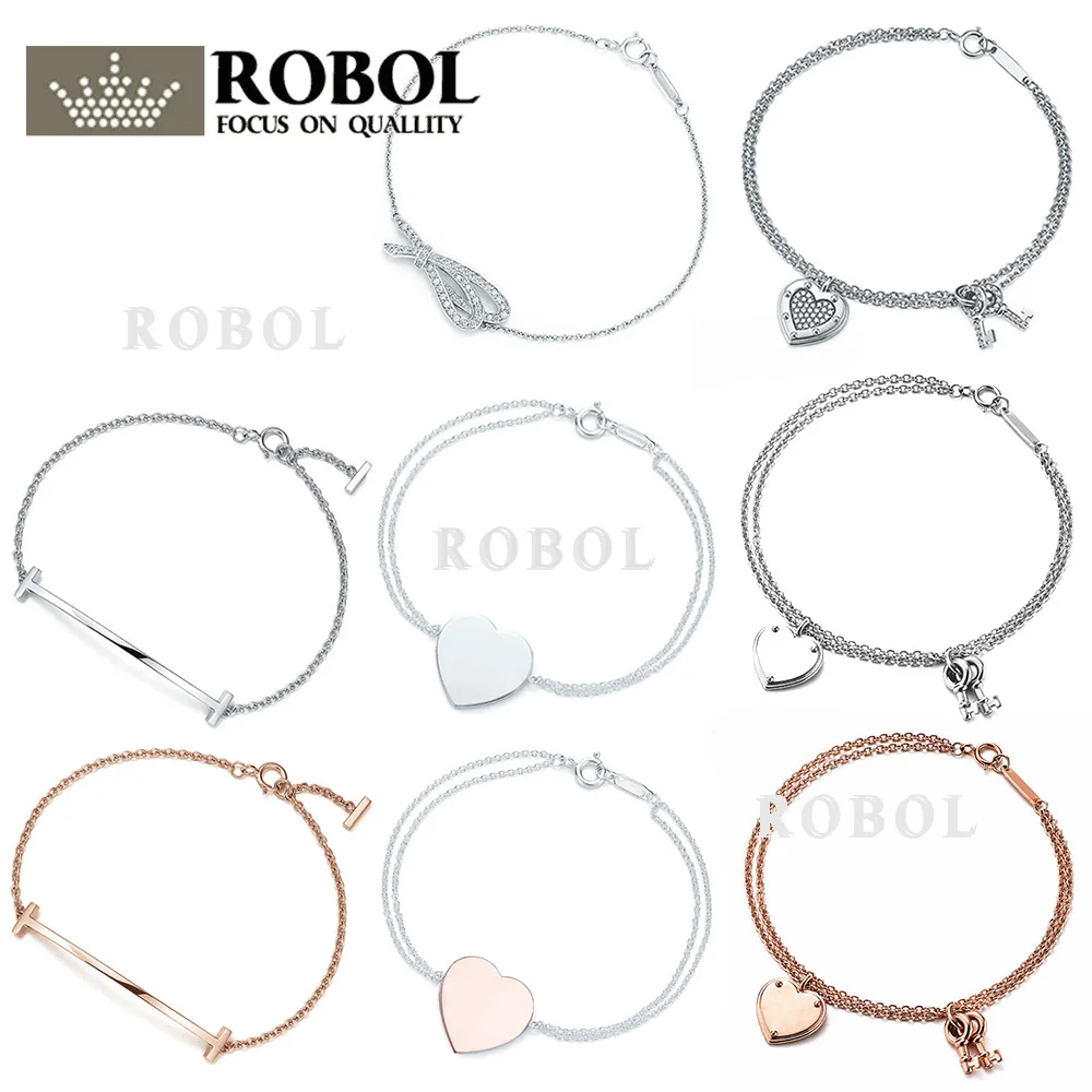 

Original TIFF Sterling Silver 925 High Quality Charm Bracelet Engraved Inscription FOR Woman Original Model Production