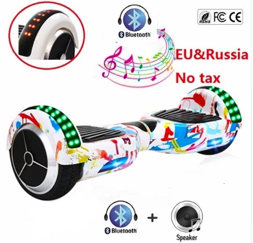 Ховерборд 6," электрический скутер Bluetooth за бортом самостоятельно умный баланс два колеса самобалансирующийся скутер скейтборд светодиодный свет