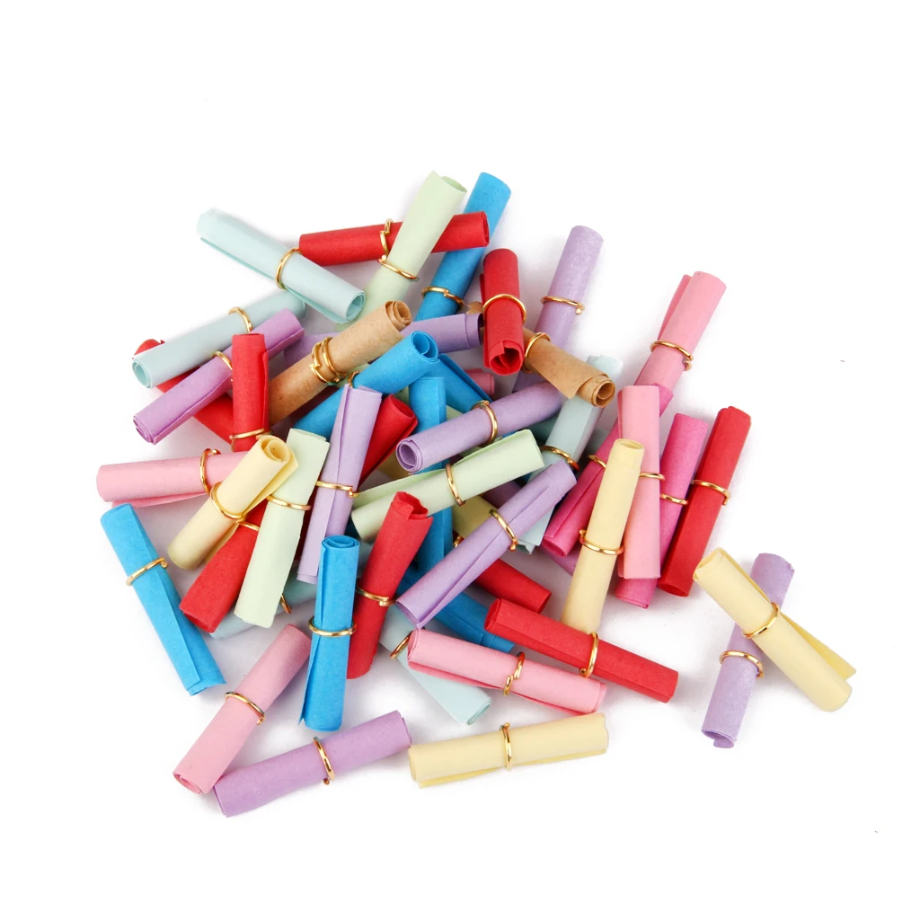50 pcs Colorful Wishing Scrolls Paper Mixed Color DIY Handmade Scrapbooking Cards Gift Craft Decoration 6x2.5cm 