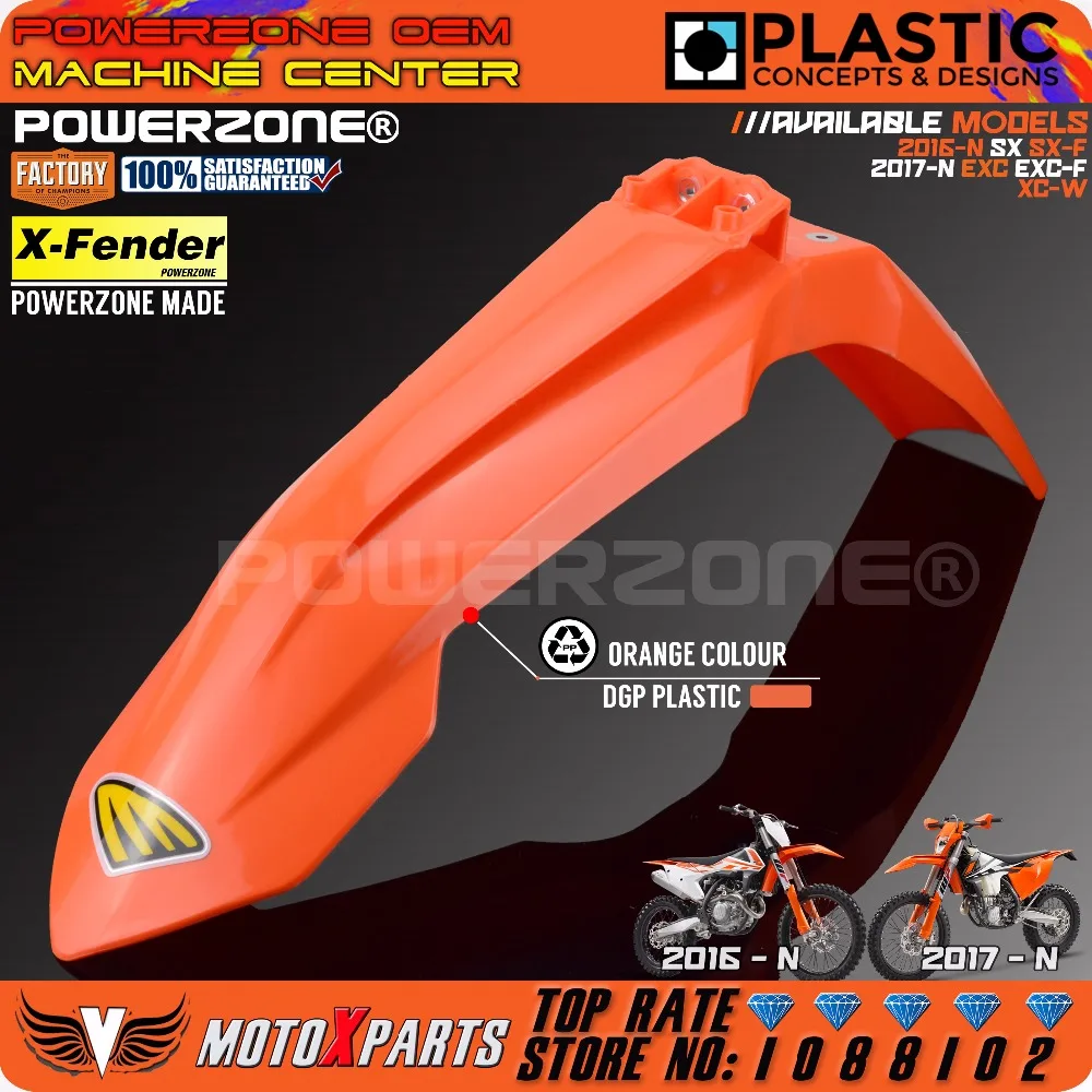 Powerzone MX оранжевый пластиковый переднее крыло для KTM 2016 2017 2018 SX SXF EXC EXCF XCW шесть дней