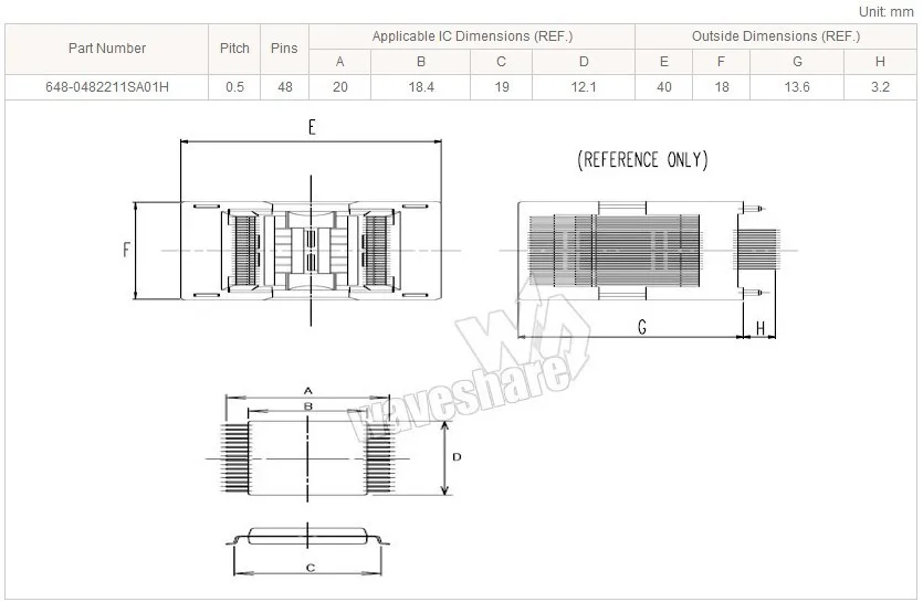 648-0482211SA01H ИС Wells Тесты разъем 0,5 мм Шаг TSOP48 посылка