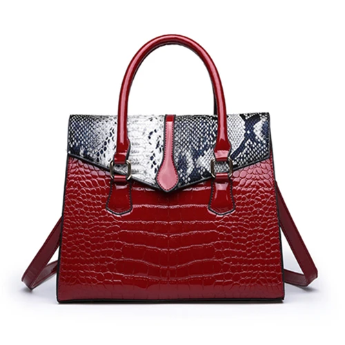 Новая женская сумка, женская модная простая сумка через плечо, брендовые роскошные сумки на плечо для женщин, блестящая кожаная сумка - Цвет: Красный