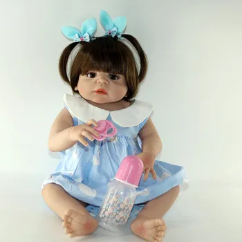 

Bebes Reborn fake baby doll 57CM NPK Full Body silicone doll Girl Reborn Baby Doll Bath Toy gift boneca reborn juguetes