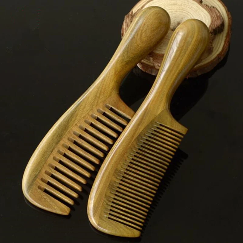 

1pcs 18cm Thick Round Handle Sandalwood Wooden Comb Health Massage Fine Toothed Comb Straight Hair Combs Hot Sell