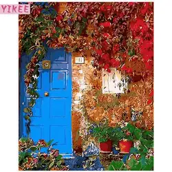 Краска по номеру холст комплект живопись, синий ворота, живописи по номерам для украшения дома