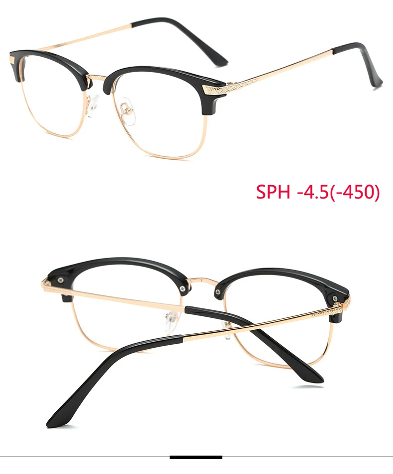 VCKA диоптрия-1-1,5-2-2,5-3-3,5-4-4,5-5-5,5-6 очки для близорукости для мужчин и женщин металлические очки для глаз в винтажном стиле - Цвет оправы: 8