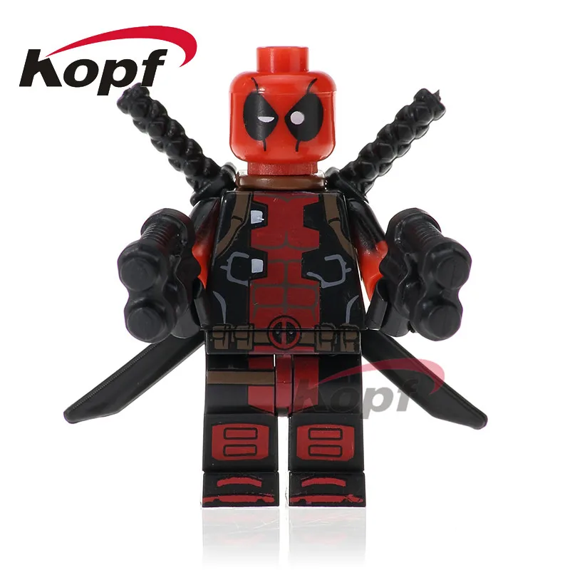

Single Sale Super Heroes Dark Red Armed Deadpool Reaper First Generation Flash Bricks Building Blocks Children Gift Toys PG245