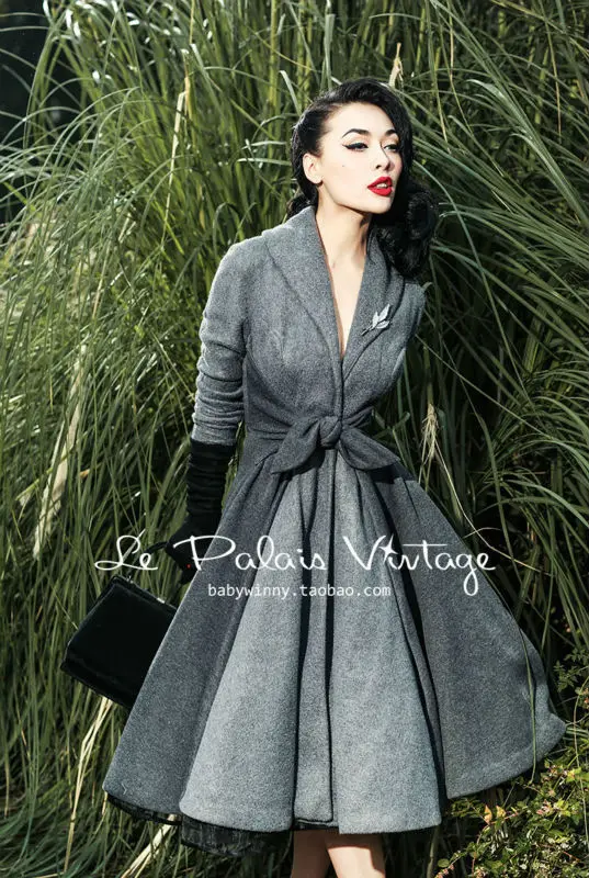 Le Palais винтажное элегантное Ретро серое стеганое приталенное большое маятниковое длинное пальто высокого качества Женская одежда