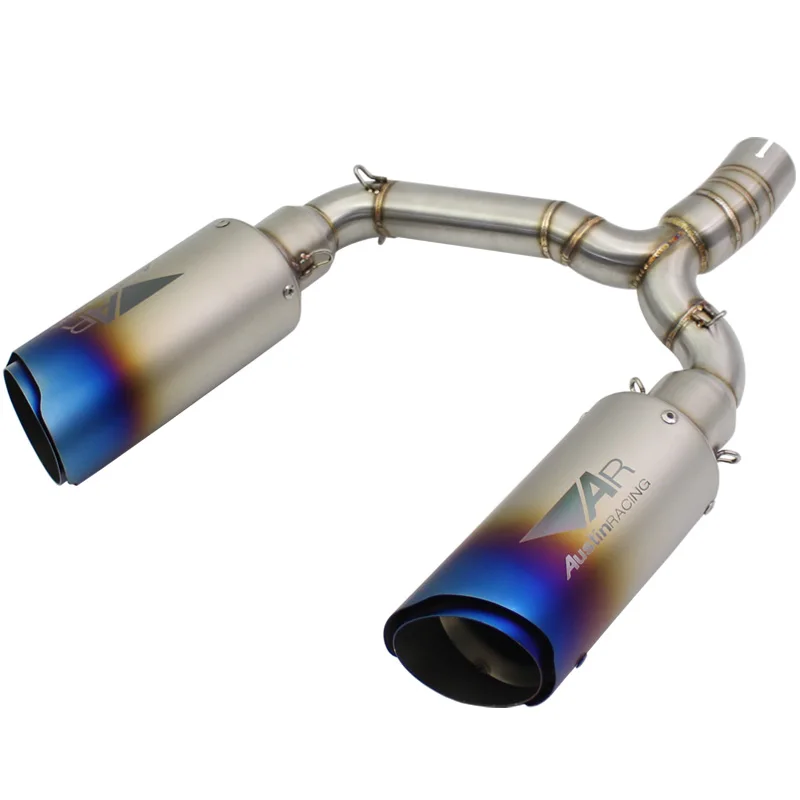 

For Suzuki GSR600 GSR400 BK600 BK400 Exhaust System Muffler Pipe Dual Middle Link Pipe with 2PCS AR Austin Racing Exhaust Pipe