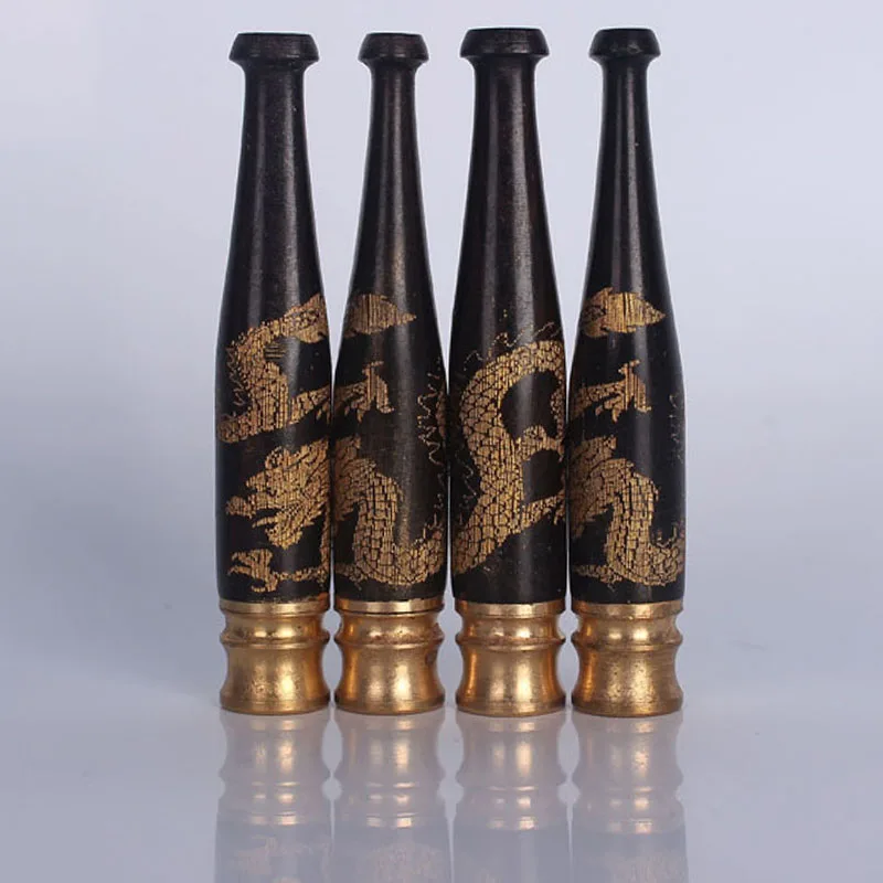 2019 New Reusable Handmade Ebony Carving Dragon Smoke Tobacco Filter Cigarette Holder