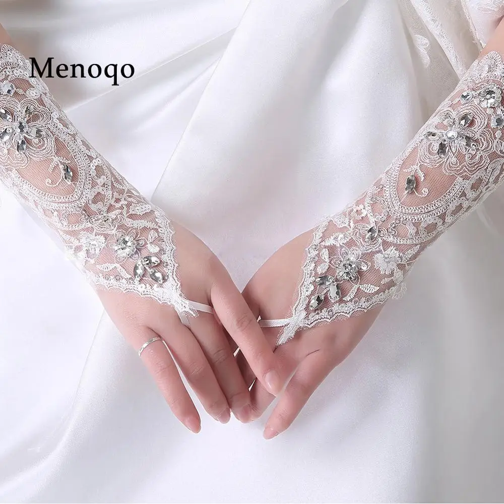 

2019 In stock Opera Gloves Bridal wedding accessories Fingerless Beaded wedding gloves