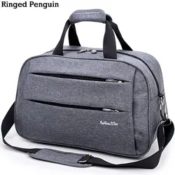 Кольчатой Пингвин для мужчин дорожные сумки выходные вести багажные сумки вещевой чемодан ночь серый maletas de viaje 5735