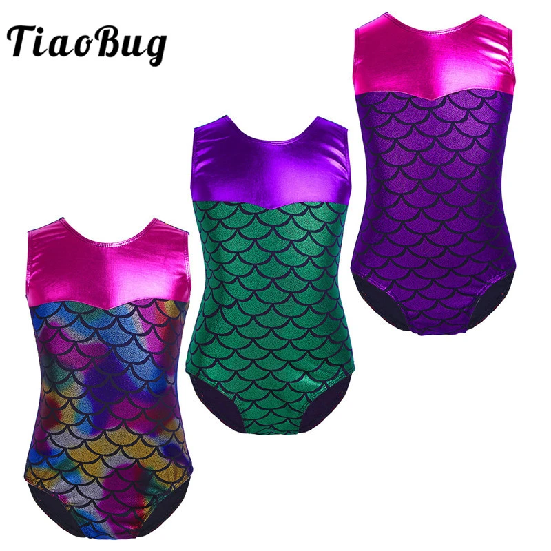 Girls Kids Gymnastics Leotard Jumpsuit Shiny Mermaid Scale Ballet Dance Bodysuit Girls Kids Gymnastics Leotard Jumpsuit Shiny Mermaid Scale Ballet Dance Bodysuit
