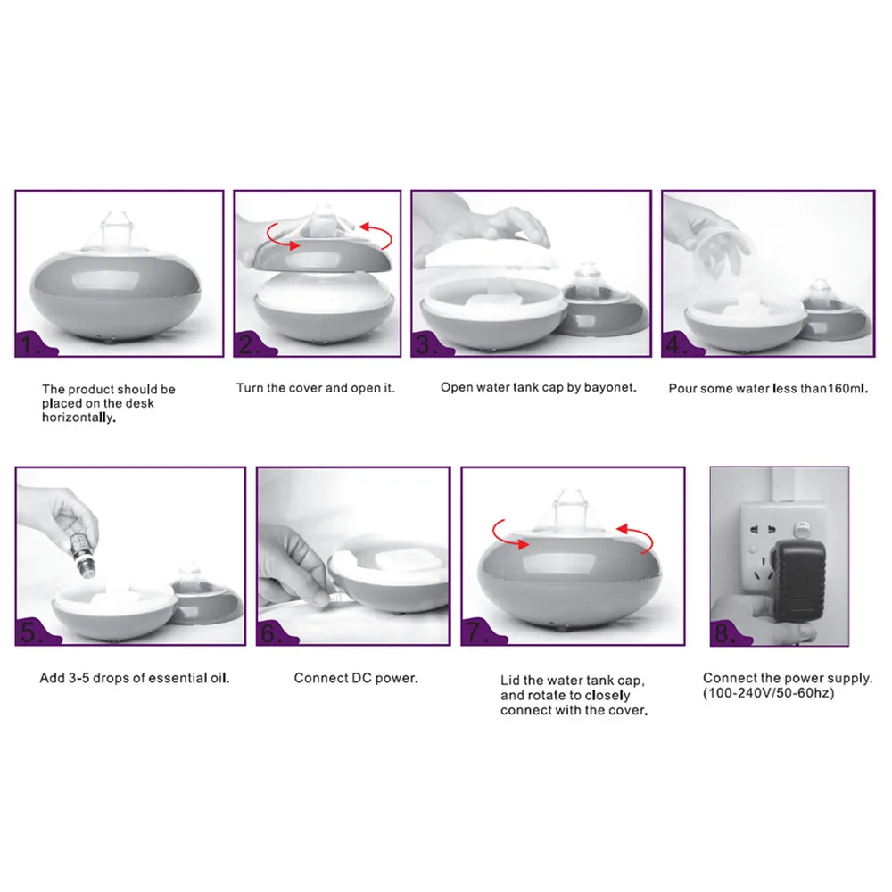 Excelvan Essential Oil Diffuser Ultrasonic Aromatherapy Humidifier Aroma Diffuser Mist Air Purifier Purifier White GX-02K 5