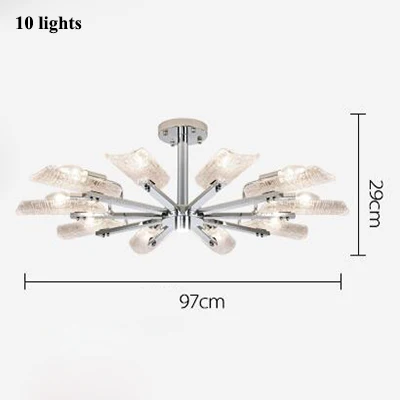 Современная светодиодная люстра со льдом, хромированная металлическая люстра для гостиной, подвесные люстры со светодиодами, Светильники для спальни, крепеж для подвесных светильников - Цвет абажура: 10 lights