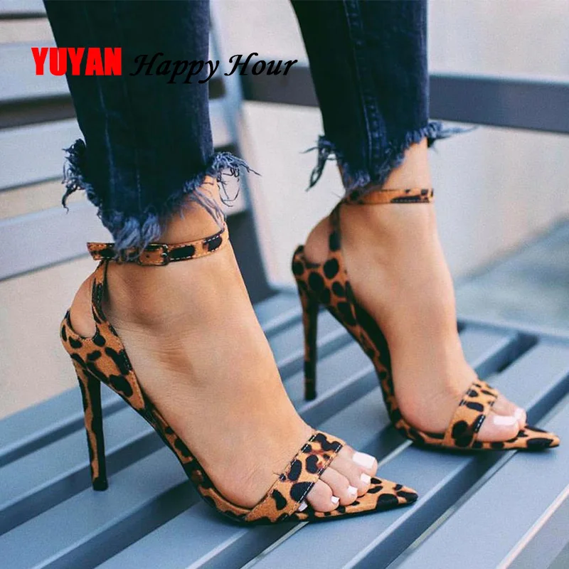 

2019 Summer Shoes Women High Heels Sandals Leopard Sexy Ladies Shoes Super High Heel Women Sandals Thin Heels 11.5cm A652