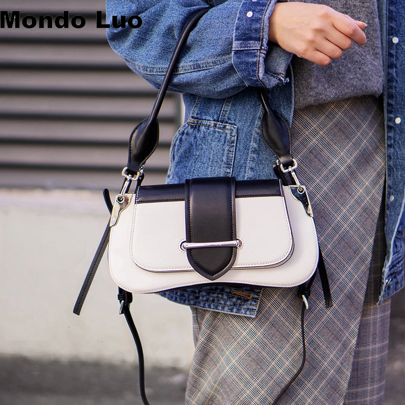 

2019 Women Genuine Leather Saddle Shape Single Shoulder Fashion Handbag Popular Color