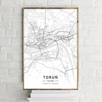 

Poland city map Krakow city map Modern City White Map Canvas Art Print Wall Pictures for Living Room No Frame