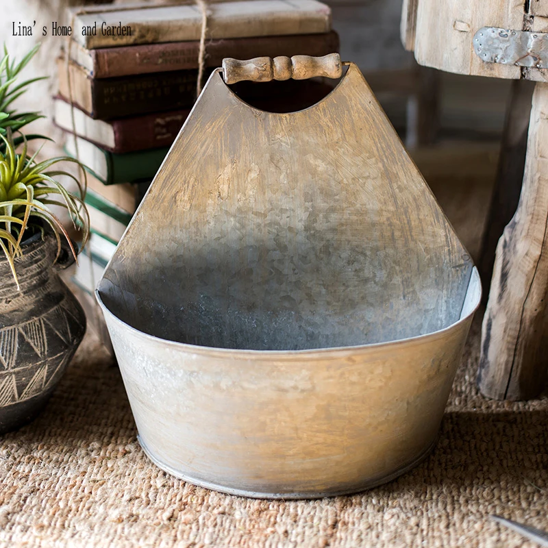 half round handmade vintage zinc planters