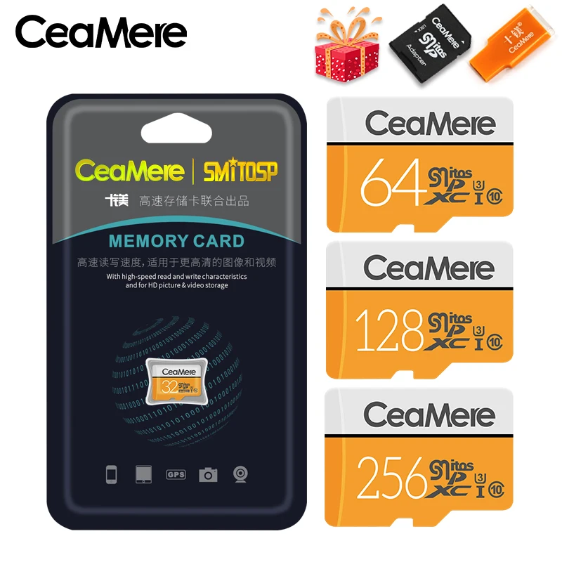 CeaMere Memory Card 256GB 128GB 64GB U3 UHS-3 32GB Micro sd card Class10 UHS-1 flash card Memory Microsd TF/SD Cards for Tablet