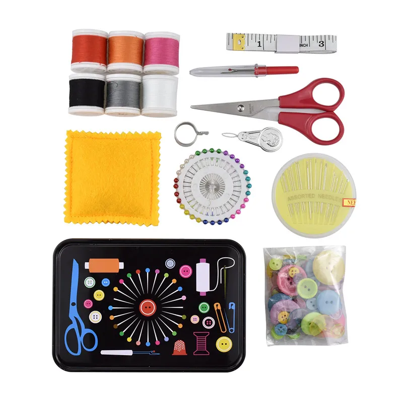 Multi-function Sewing Kits Sewing Scissors Threads Needles Tape Measure Sewing Accessories Set with Box For Home &Travelling (8)