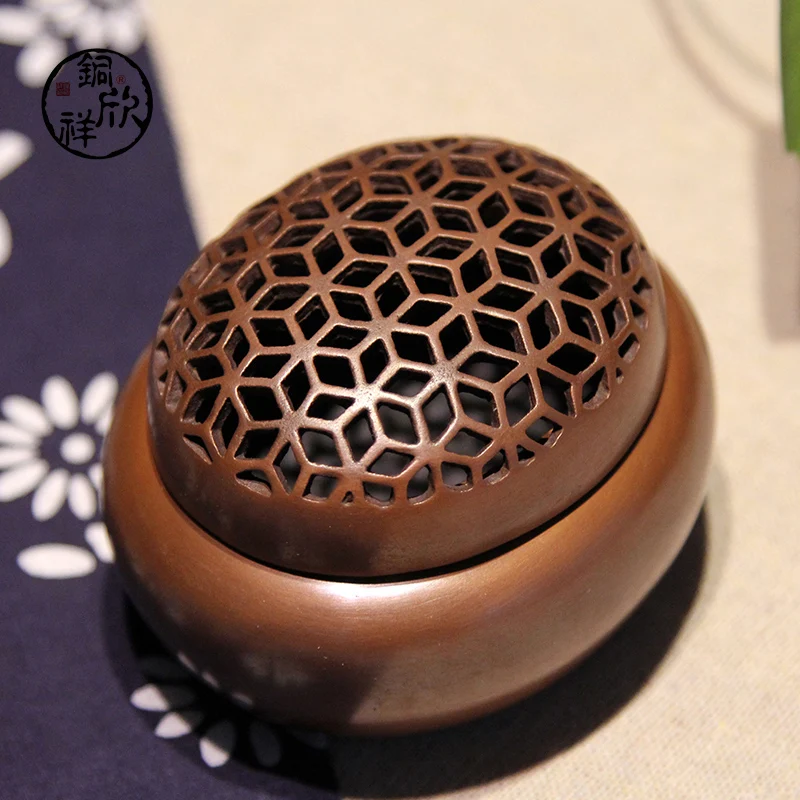 copper round with antique incense burner handwarmer Tan temple incense burner room tong xinxiang ceramic incense burner incense tea retro supplies with incense burner incense