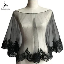 Eren Jossie, черное кружевное платье,, свадебная накидка, короткая длина,, хорошее качество, круглый вырез, женская накидка