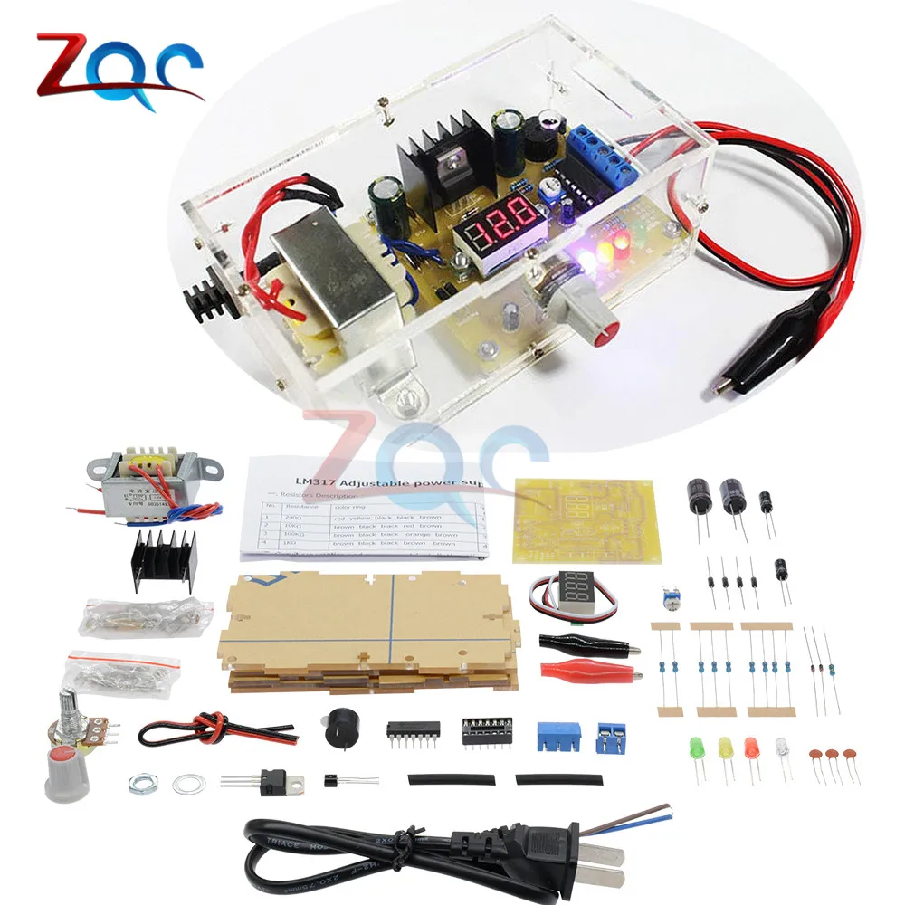 DIY Kit LM317 Adjustable Voltage Regulator 220V to 1.25V 12.5V Step