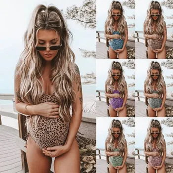 

Women Maternity Leopard Print Bikini Swimwear Swimsuit Bathing Suit Beachwear Sexy Soft