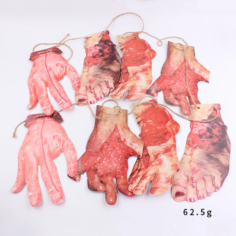 

8pcs/set Halloween Creepy Broken Hand and Legs Hanging Banner Outdoors Decoration Scary Prop Tool 2019 new