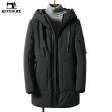 KENNTRICE Длинная зимняя куртка Мужская парка повседневное толстое ветрозащитное зимнее пальто мужская деловая теплая длинная куртка с капюшоном