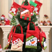 Новогоднее украшение малыш Сочельник подарок прямоугольник Tote держатели сумка снеговик лося конфеты подарочные пакеты висит Новогодняя елка Decora